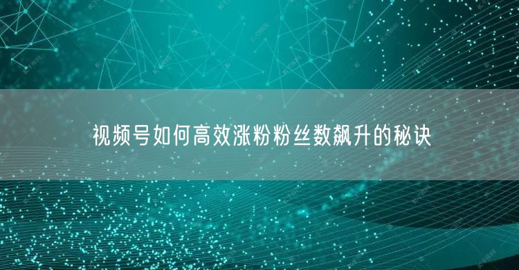 视频号如何高效涨粉粉丝数飙升的秘诀