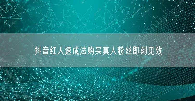 抖音红人速成法购买真人粉丝即刻见效